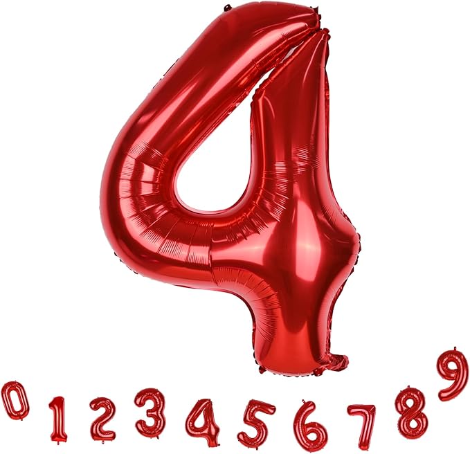 Red Number Balloons, 40 Inch 0-9 Set Number Balloons - Image 9