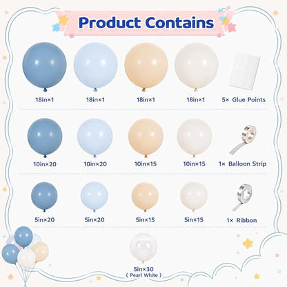174PCS Blue and White Balloon Arch Kit, Ocean Theme Balloon Garland Kit - Image 2