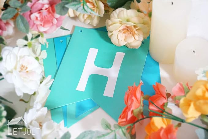 Letjolt Mint Blue Happy Birthday Banner Party Signs 13 Pcs | Supplies - Image 4