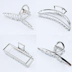 4 Pcs Large Metal Hair Claw Clips for Women, Non-slip Claw Clips with Strong Hold Jaw, Fashion Accessories for Thin Thick Long Curly Hair (Silver1)