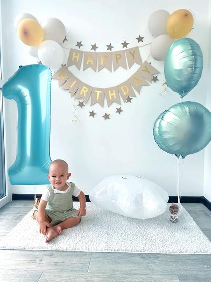 1 Balloon Numbers Birthday Decorations, 40In Pearl Blue Balloons - Image 2