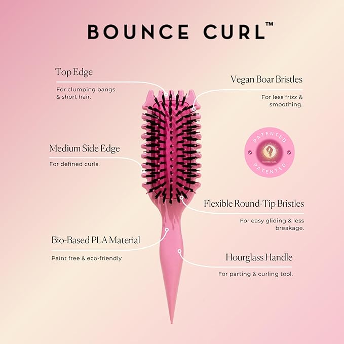 Bounce Curl EdgeLift Brush Duo - Includes Teal Volume & Pink Define EdgeLift Brushes for Volumized and Defined Curls