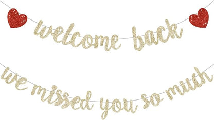Glitter Champagne Welcome Back We Missed You So Much Banner NO DIY | Pre-Strung by RICHHHA