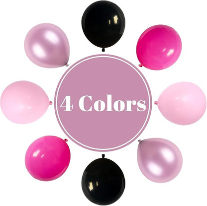 Pink and Black Balloons, 12Inch Pastel Light Rosa and Metallic Latex Balloons - Image 9