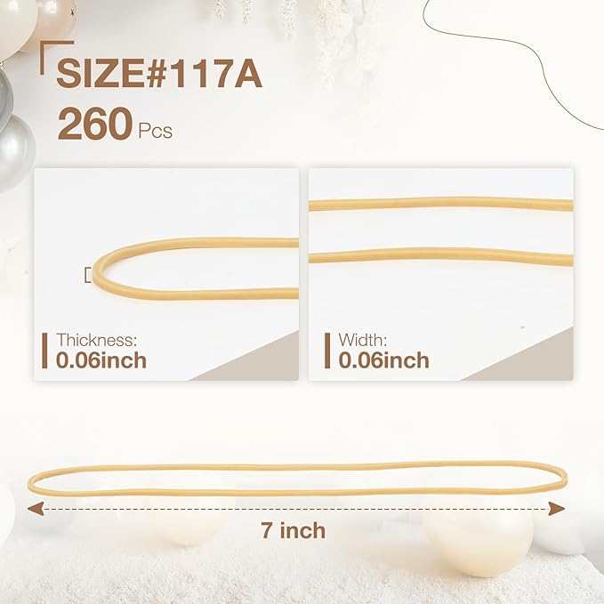 260Pcs Long Rubber Bands for Balloon Arch, Size #117A | Stretchy Elastic Ligas - Image 2
