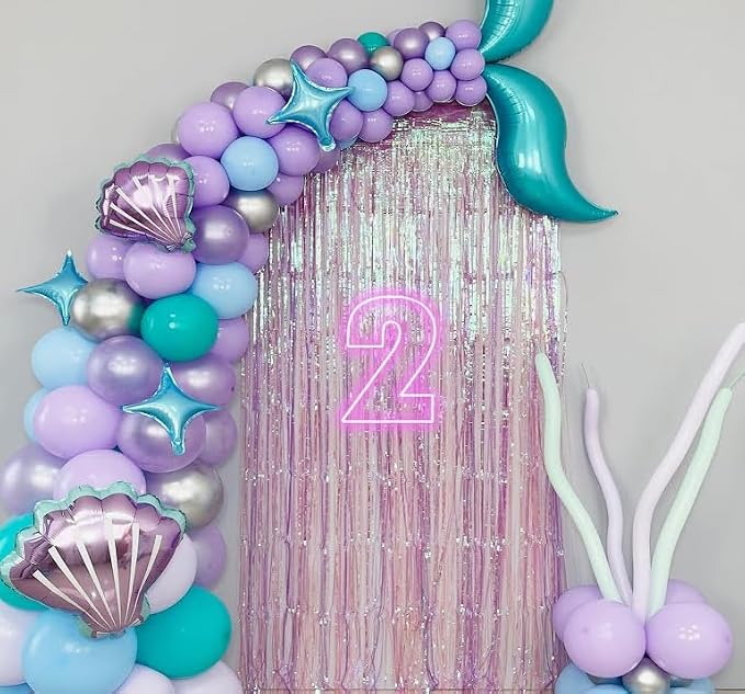 Mermaid Party Balloons, 12Inch Purple Blue Confetti Latex Balloon Helium - Image 4