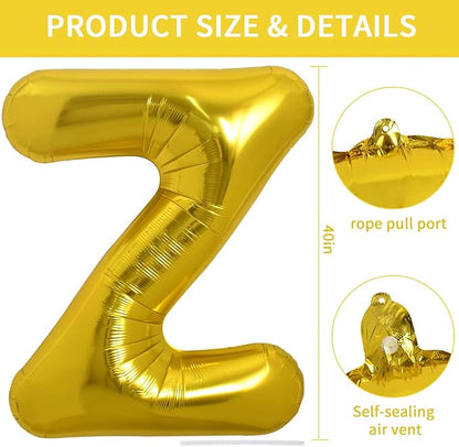 TONIFUL 40 Inch Large Gold Letter Z Foil Balloons Alphabet Balloons | Giant - Image 2