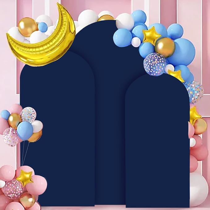 FANPROMS Wedding Arch Cover 7.2FT 6.6FT 6FT Navy Spandex Arch Cover Set of 3 - Image 6