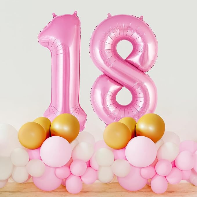 Pink Number 18 Balloon, 40 Inch Big Large Foil Helium Number Balloons, Giant - Image 4