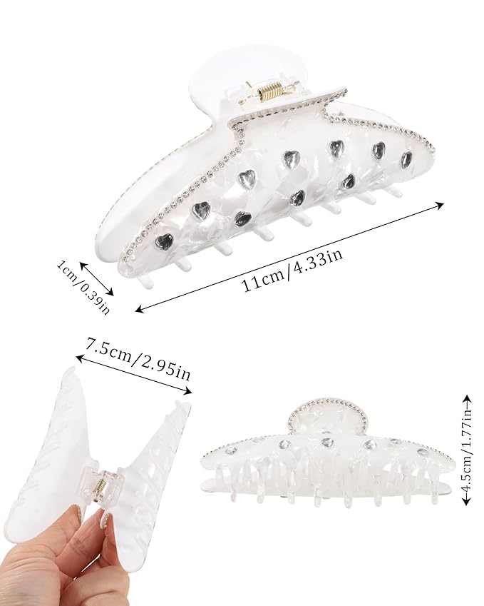 HAIMEIKANG Large Acetate 4 Inch Hair Claw Clip for Women - French Style Hair Claws for Thick Hair with Non-Slip Teeth, Hair Accessories for Updos, Buns & Ponytails