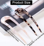 French Hair Pins Tortoise Shell French Hair Forks U Shaped French Pins 2 Prong Hair Sticks Acetate Chignon Pin for Women Hairstyle Accessories 2 Pack