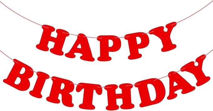 Red Happy Birthday Banner Sign Birthday Party Supplies Party Background by Adecortalk
