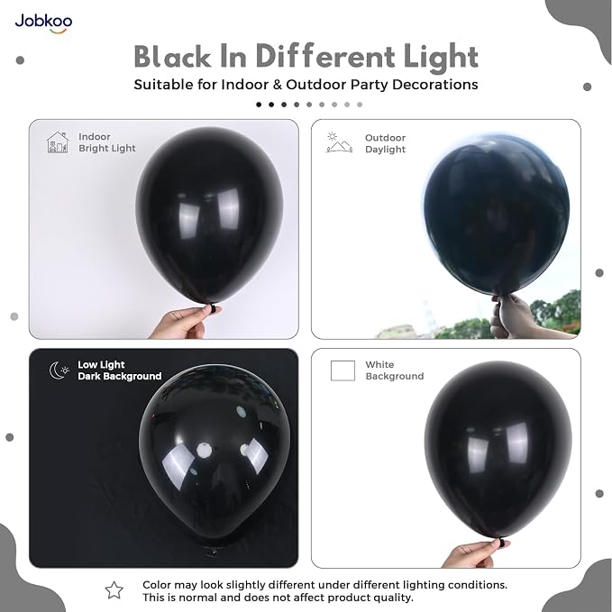 Jobkoo Black Balloons 12 Inch - Image 3