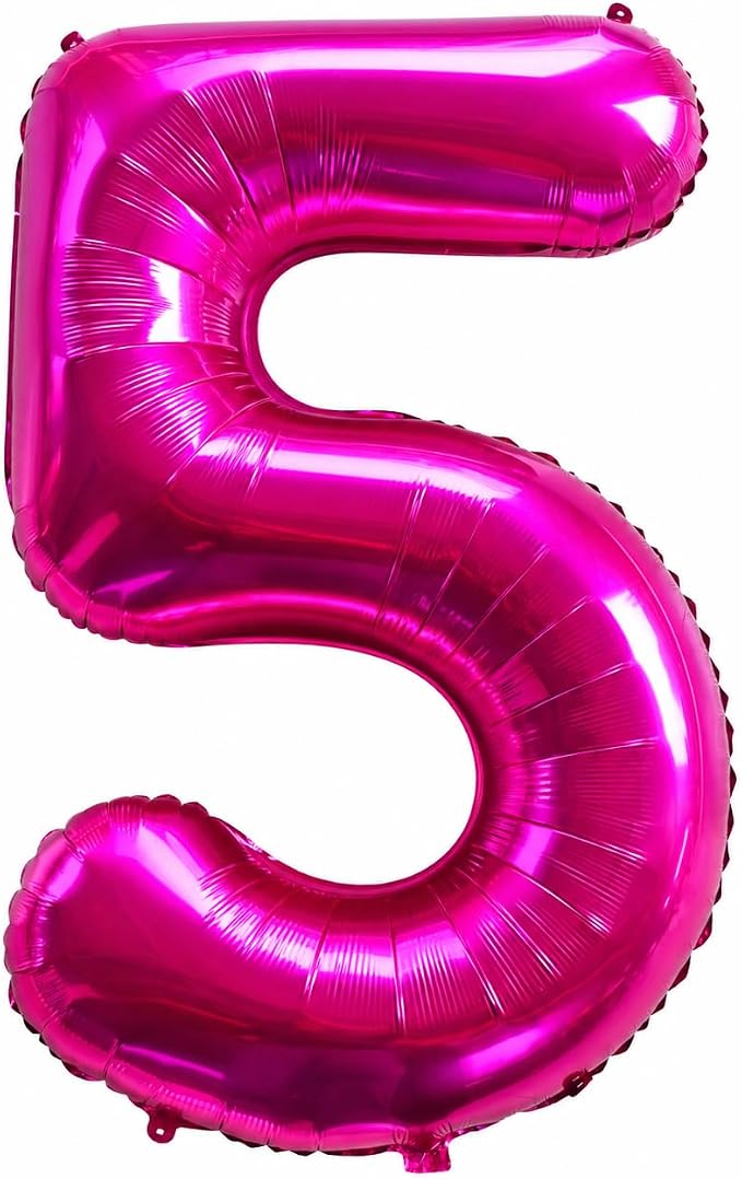 Pink Number 5 Balloons | 40 Inch, Foil Mylar by COLORFULELVES