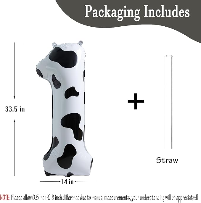 Cow Print Number 1 Balloon, Large 40 Inch Cow Number Birthday Balloons | Helium - Image 4