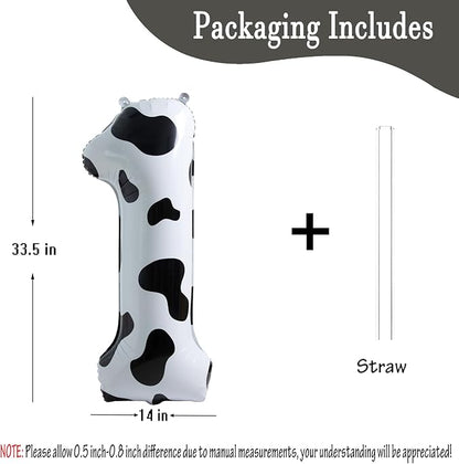 Cow Print Number 1 Balloon, Large 40 Inch Cow Number Birthday Balloons | Helium - Image 4