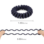 Spiral Coil Hair Ties for Thick, Ponytail Holders (Navy Cloth, 12 Pcs) - No Crease Phone Cord Hair Ties for All Hair Types
