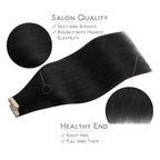 WENNALIFE Tape in Hair Extensions Human Hair, 40pcs 80g 12 inch Jet Black Hair Extensions Real Human Hair Straight Tape in Extensions Invisible Human Hair Extensions Reusable Real Hair Extensions