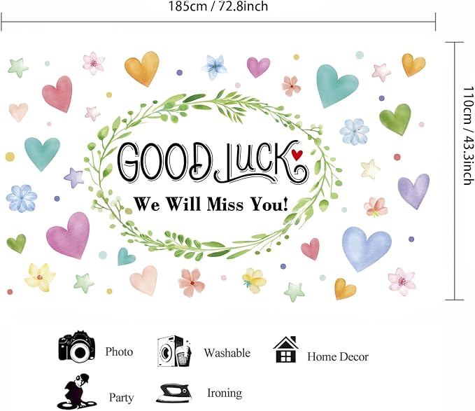 Colorful Good Luck We Will Miss You Backdrop Banner Photography Background - Image 2