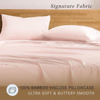 TOSMO Luxury Pillow Case Set of 2 - Cooling Viscose Derived from Bamboo - Oeko-TEX, Breathabl Silky Soft Pillow Cases with Envelope Closure (Standard / 20x26, Pale Pink)