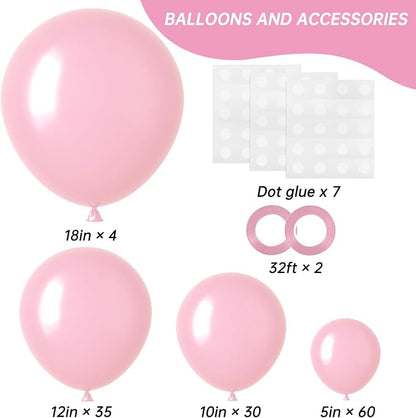 RUBFAC 129pcs Pastel Pink Balloons Different Sizes 18 12 10 5 Inches - Image 2