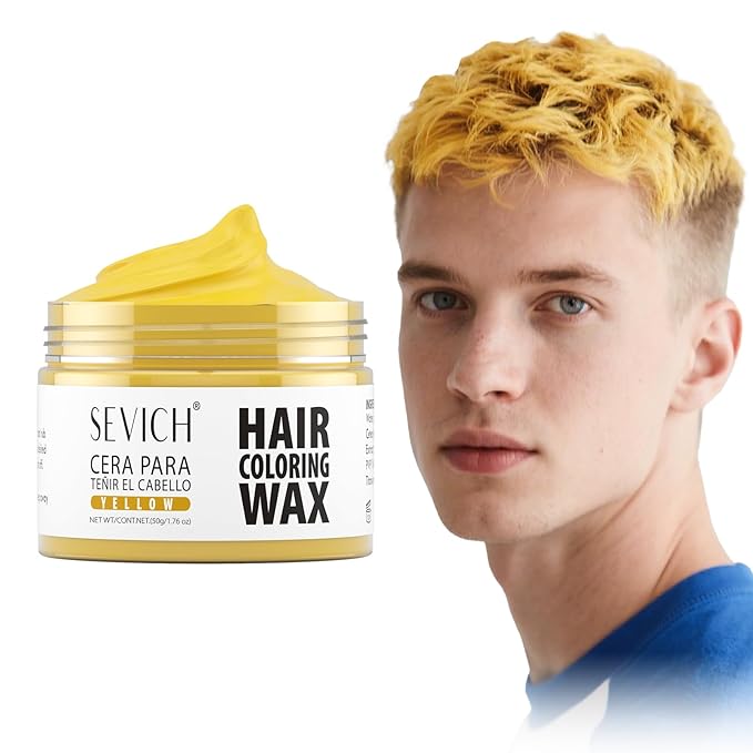 SEVICH Temporary Hair Color Wax Yellow for Kids Women Men,Natural Instant Hair Wax Color,Premium Non Greasy,Easy to Wash,Travel Size,Perfect for Halloween, Children's Day,Cosplay & Parties,50g