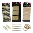 Dofash Hair Clip Set, 102 Counts Set Braided Hair Clips For Women (Bobby Pins 60pcs + Hyper Elastics Ties 30pcs + Snap Hair Clips 12PCS - Blonde)