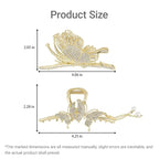 2PCS Gold Double Butterfly Rhinestone & Pearl Claw Clips, Bling Large Hair Clips for Women Thick Hair, Chic Hair Accessories