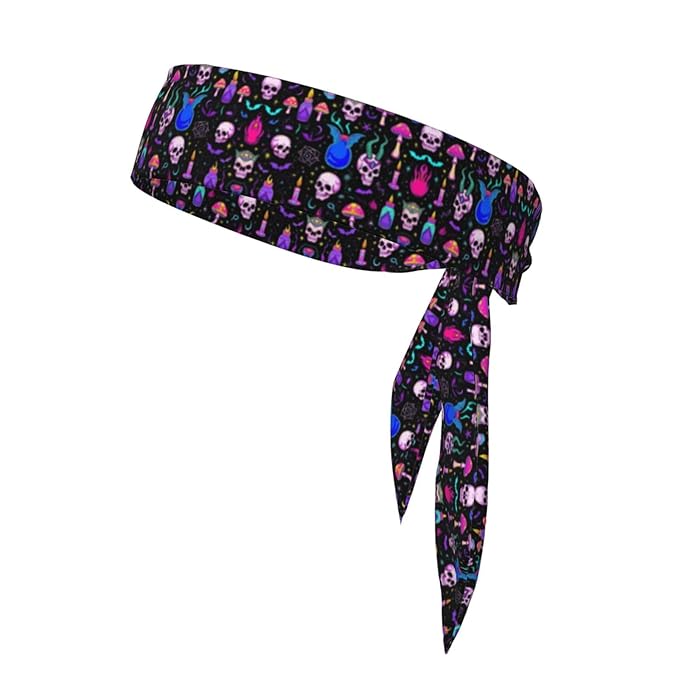 Boys Girls Sports Sweatbands, Multipurpose Long Head Band for Yoga Fitness Shower, Fashion Gothic Magic Witch Witchy Headwear Head Decor