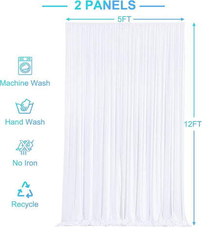 10x12 White Backdrop Curtains for Wedding Party Wrinkle Free Backdrops Curtain - Image 7