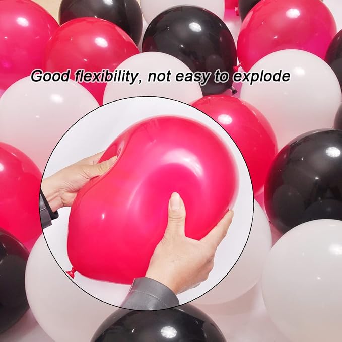 300 Pack Red Black White Balloons 100 of each of the 3 colors 12 inch Red White - Image 3