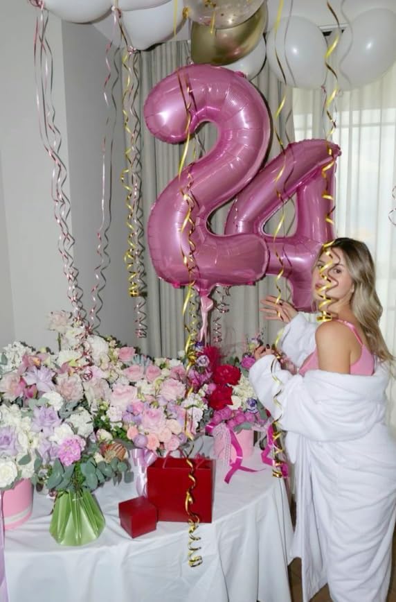 Pink Number 2 Balloon 40 inch, Balloon numbers party supplies, deco photo shoot - Image 6