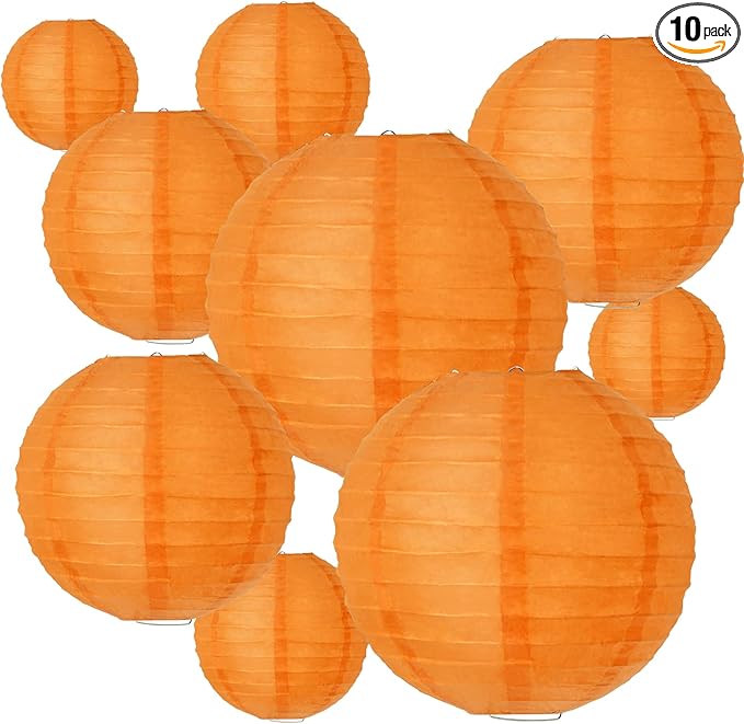 BEISHIDA Orange Paper Lanterns 10Pcs 4/6/8/10/12 Inch Round Chinese Lamp | by Beishida