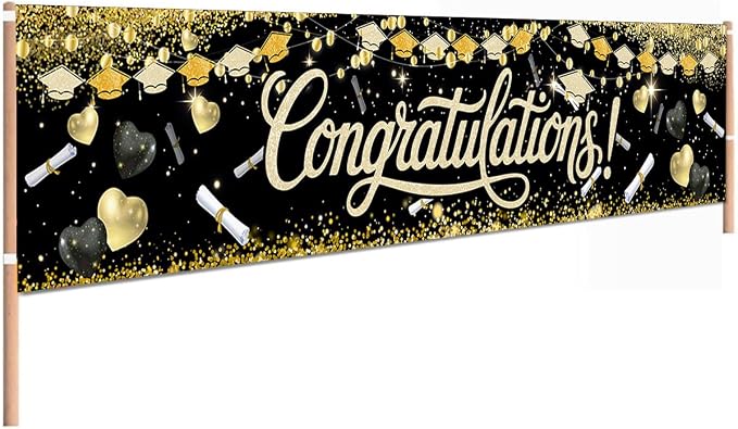Congratulations Decorations 2026 Banner Graduation Backdrop Class of 2026 Black by FHGG