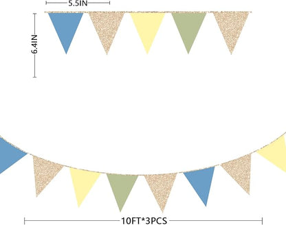 Champagne Gold Dusty Blue Sage Green Yellow Pennant Banner Flag Olive Green - Image 2