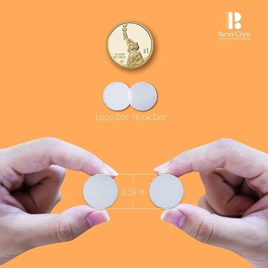 Self Adhesive Dots, Strong Adhesive 1000Pcs 0.59" Diameter Back Nylon, Hook & - Image 2