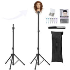 Auroras Mannequin Head Stand, Wig Stand Tripod, Adjustable Wig Head Stand with Carrying Bag, Wig Tripod for Cosmetology Hairdressing Training (Mannequin Head Not Included)