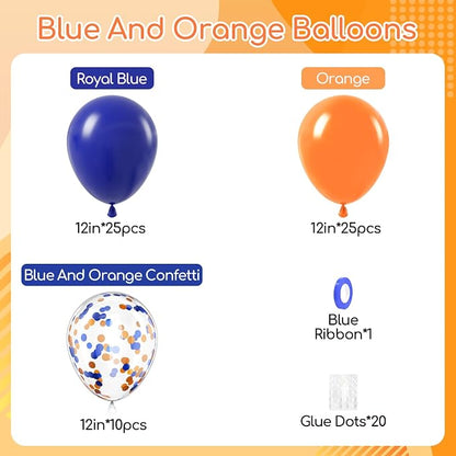 60pcs Royal Blue and Orange Balloons 12inch - Image 2