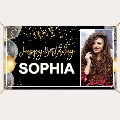 Generic Personalized Happy Birthday Banner, Customized by Custom