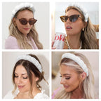 Spa Headbands for Washing Face or Makeup, Sponge Bubble Skincare Headbands, Puffy Terry Cloth Hairband for Women, Skin Care Makeup Headwear Hair Accessories for Girls (White)