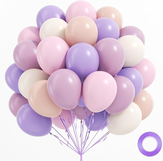 60pcs Pink and Purple Balloons 12inch by Leraqertra