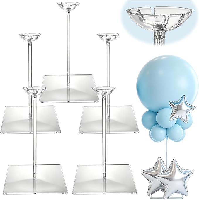 Clear Acrylic Balloon Stand Kit, 5 Pack, 15.75 Inch | Reusable Balloon Sticks by Unknown