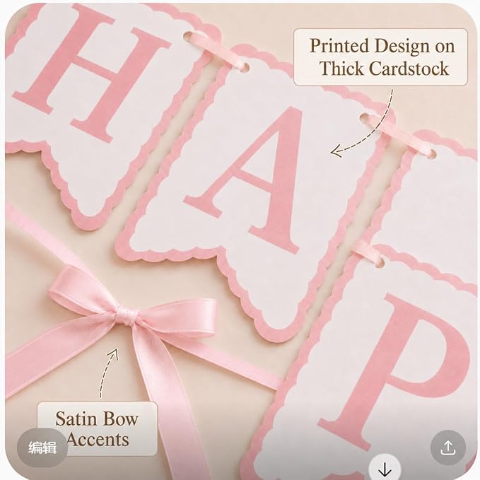 Pink Happy Birthday Banner - Image 7