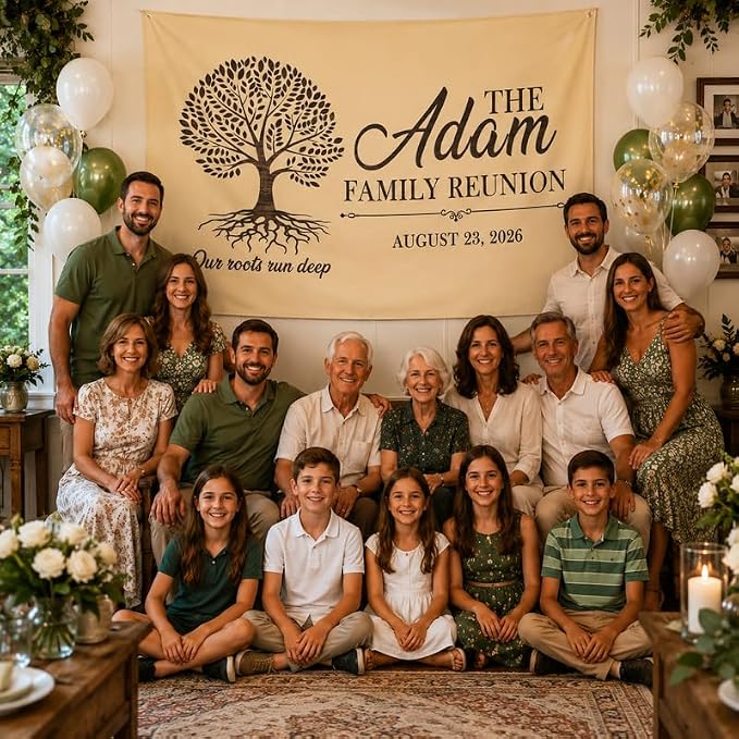 Personalized Family Reunion Banner Tree Design Customized - Image 2