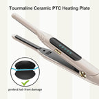 Mini Flat Iron 3/10'' Small Flat Irons for Short Hair,Pixie Cut & Bangs,Tiny Hair Straightener for Edge with LED Display,Travel Thin Hair Straightener with Dual Voltage,Auto Shut Off（Khaki）