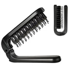 Folding Travel Hair Brush - Mini Boar Bristle Hairbrush Women, Men & Kids, Portable Pocket Purse Brush for Thick Thin Wet Dry Hair Restore Shine, Black