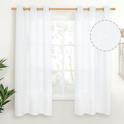 YoungsTex 63 Inch Length White Semi Sheer Curtains by YoungsTex
