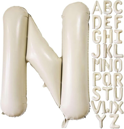 Cream White Letter N Balloons, 40 Inch Giant Letter Balloons N Foil Mylar by Lovoir