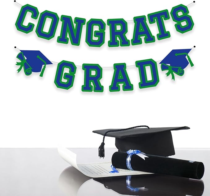 Congrats Grad Banner Graduation Party Banner Decoration Hanging Garland High - Image 4