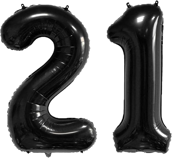 40 Inch Number Balloons 12/21 Black Big Giant Jumbo Number Foil Mylar Balloons - Image 3